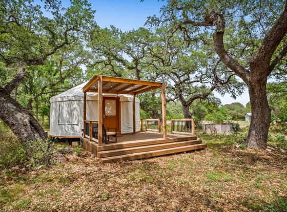 Ot 3515a Texas Yurt Haus: Armadillo 1 Bedroom Cabin by RedAwning is a family friendly hotel in New Braunfels, Texas (TX)
